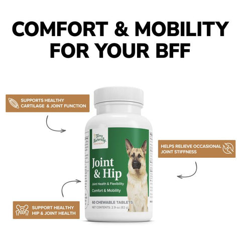 Terry Naturally Joint & Hip - Dog Health Supplement for Joint & Hip Support - Muscle Health Formula - Joint Health Support for Dogs - Pet Care Supplies - 60 Chewable Wafers