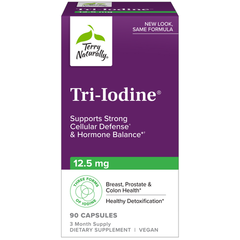Terry Naturally Tri-Iodine - Dietary Supplement for Breast & Prostate Health Support - Healthy Thyroid Function Supplement Aid - 12.5mg, 90 Capsules