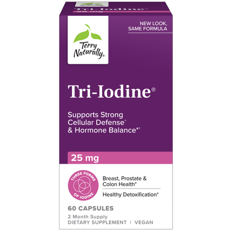 Terry Naturally Tri-Iodine® 25 mg - Dietary Supplement for Breast & Prostate Health Support - Healthy Thyroid Function Supplement Aid -30 Capsules