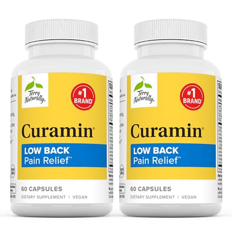 Terry Naturally Curamin Low Back Pain Relief - 60 Capsules, Pack of 2 - with Curcumin, Boswellia & DLPA - Non-GMO, Vegan, Gluten Free - 40 Total Servings