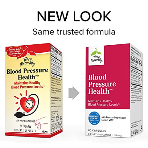 Terry Naturally Blood Pressure Health - 60 Vegan Capsules - Promotes Healthy Circulation & Blood Pressure Levels - Non-GMO, Gluten Free - 60 Servings