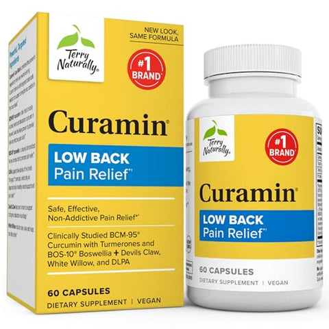 Terry Naturally Curamin Low Back Pain Relief - 60 Capsules, Pack of 2 - with Curcumin, Boswellia & DLPA - Non-GMO, Vegan, Gluten Free - 40 Total Servings